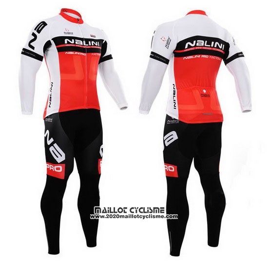 2015 Maillot Ciclismo Nalini Rouge et Blanc Manches Longues et Cuissard
