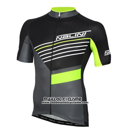 2016 Maillot Ciclismo Nalini Noir et Vert Manches Courtes et Cuissard