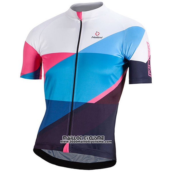 2017 Maillot Ciclismo Nalini Champion Bleu et Blanc Manches Courtes et Cuissard
