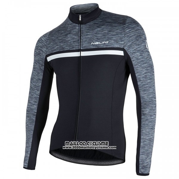 2017 Maillot Ciclismo Nalini Noir et Gris Manches Longues et Cuissard