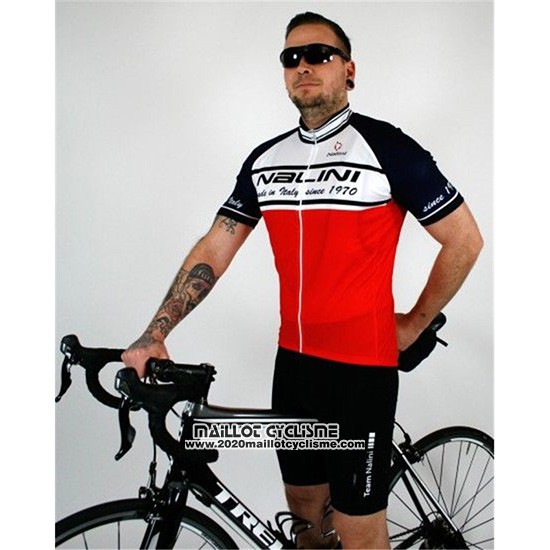 2019 Maillot Ciclismo Nalini Blanc Rouge Noir Manches Courtes et Cuissard
