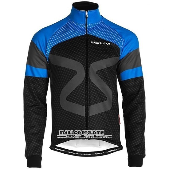 2019 Maillot Ciclismo Nalini Noir Bleu Manches Longues et Cuissard