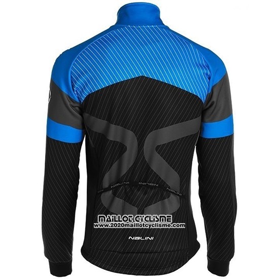 2019 Maillot Ciclismo Nalini Noir Bleu Manches Longues et Cuissard