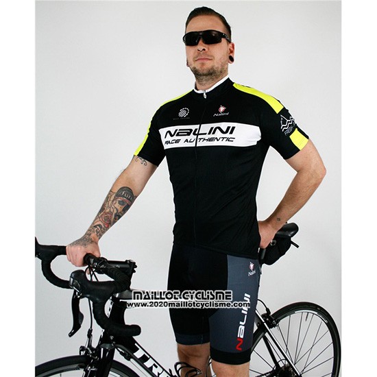2019 Maillot Ciclismo Nalini Noir Jaune Manches Courtes et Cuissard