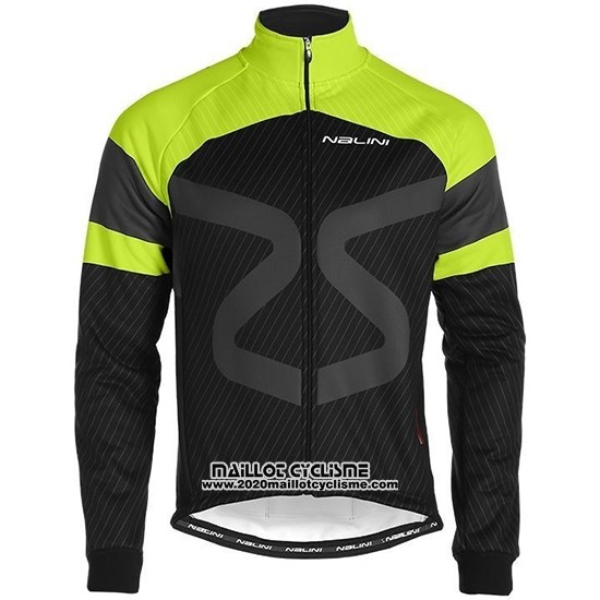 2019 Maillot Ciclismo Nalini Noir Vert Manches Longues et Cuissard