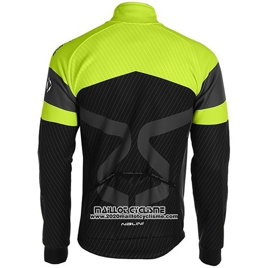 2019 Maillot Ciclismo Nalini Noir Vert Manches Longues et Cuissard