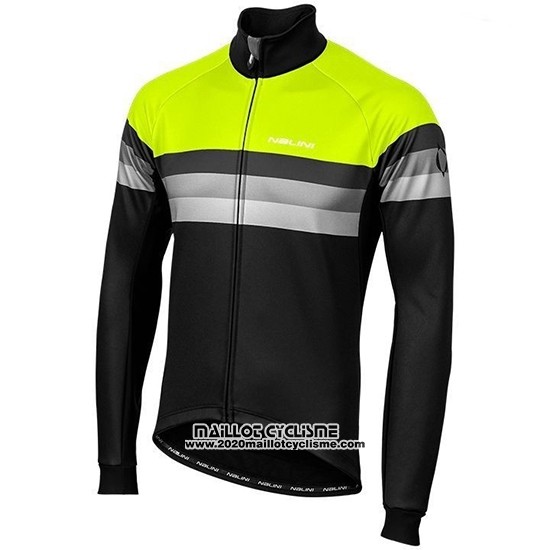2019 Maillot Ciclismo Nalini Warm 2.0 Noir Vert Manches Longues et Cuissard