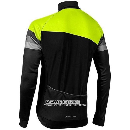 2019 Maillot Ciclismo Nalini Warm 2.0 Noir Vert Manches Longues et Cuissard