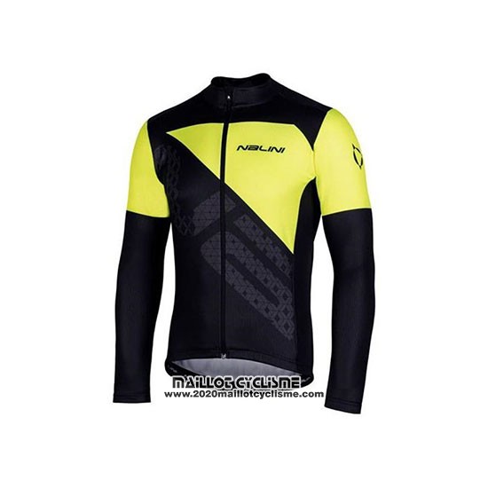 2020 Maillot Ciclismo Nalini Noir Jaune Manches Longues et Cuissard