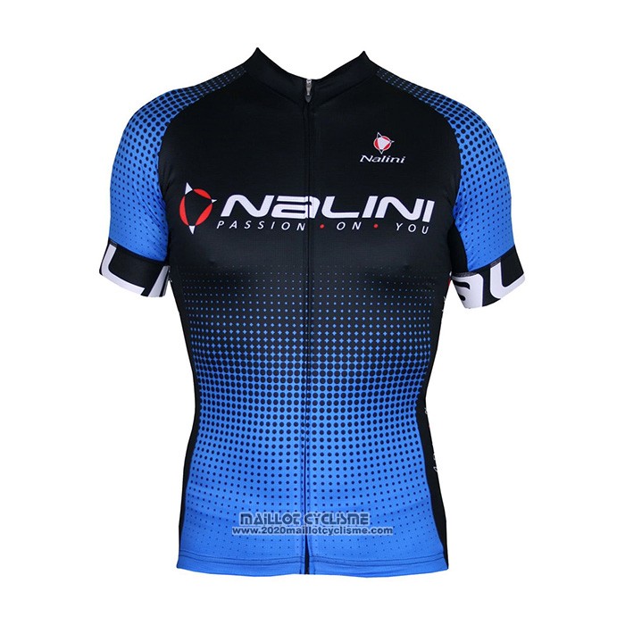 2021 Maillot Cyclisme Nalini Noir Bleu Manches Courtes et Cuissard