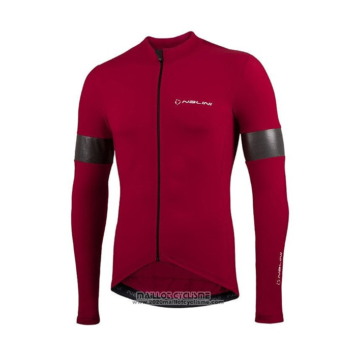 2021 Maillot Cyclisme Nalini Profond Rouge Manches Longues et Cuissard