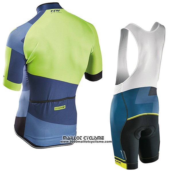 2017 Maillot Ciclismo Northwave Extreme Vert et Bleu Manches Courtes et Cuissard