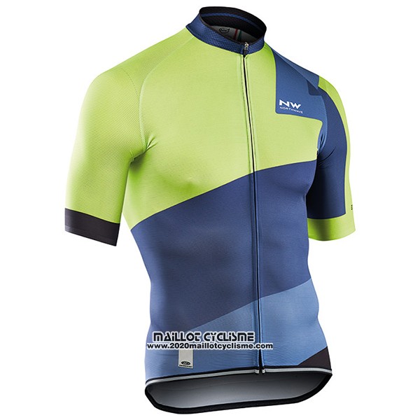 2017 Maillot Ciclismo Northwave Extreme Vert et Bleu Manches Courtes et Cuissard