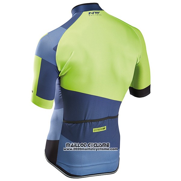 2017 Maillot Ciclismo Northwave Extreme Vert et Bleu Manches Courtes et Cuissard