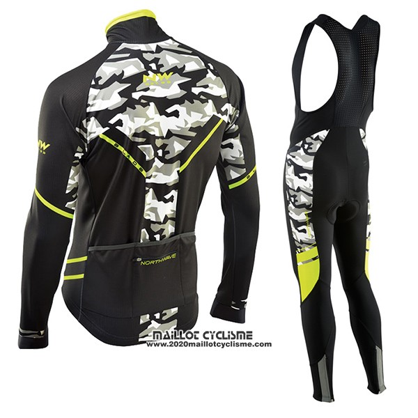 2017 Maillot Ciclismo Northwave Ml Noir et Camouflage Manches Longues et Cuissard