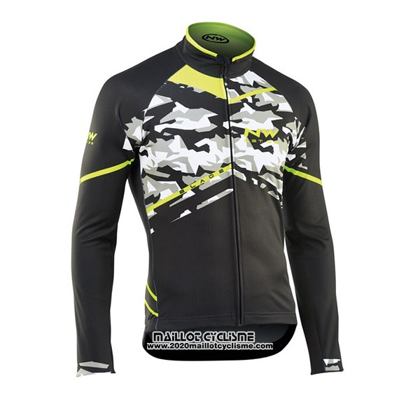 2017 Maillot Ciclismo Northwave Ml Noir et Camouflage Manches Longues et Cuissard