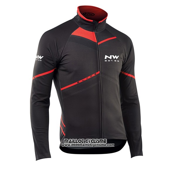 2017 Maillot Ciclismo Northwave Ml Noir et Rouge Manches Longues et Cuissard