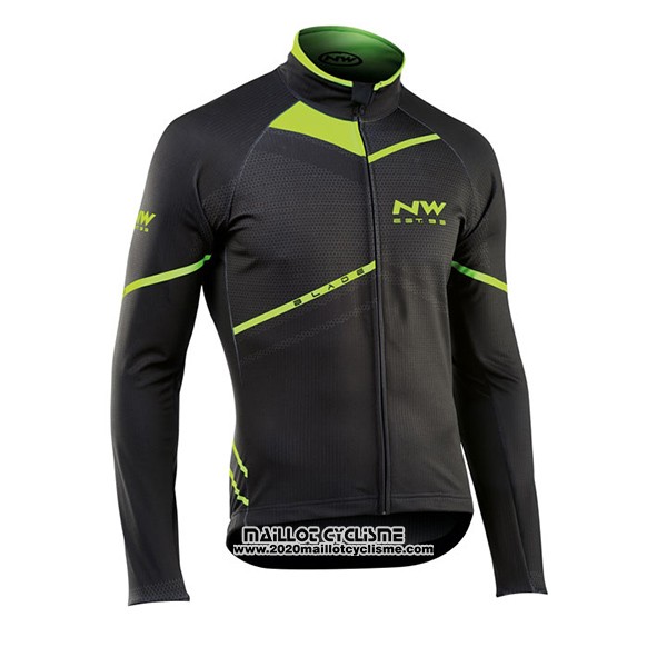 2017 Maillot Ciclismo Northwave Ml Noir et Vert Manches Longues et Cuissard