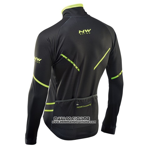 2017 Maillot Ciclismo Northwave Ml Noir et Vert Manches Longues et Cuissard
