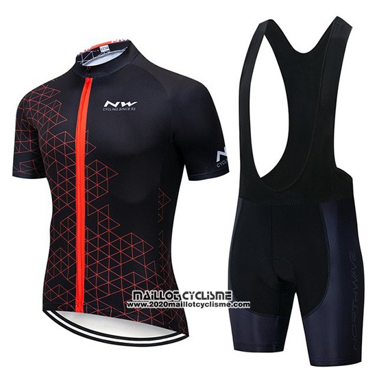 2019 Maillot Ciclismo Northwave Noir Rouge Manches Courtes et Cuissard