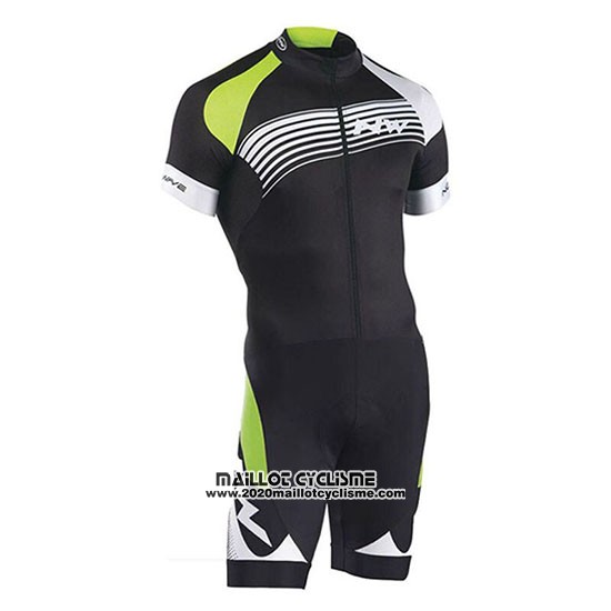 2019 Maillot Ciclismo Northwave Noir Vert Argent Manches Courtes et Cuissard