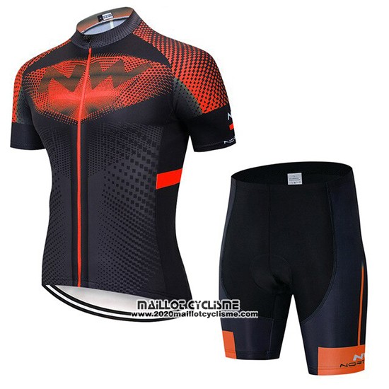 2020 Maillot Ciclismo Northwave Noir Orange Manches Courtes et Cuissard