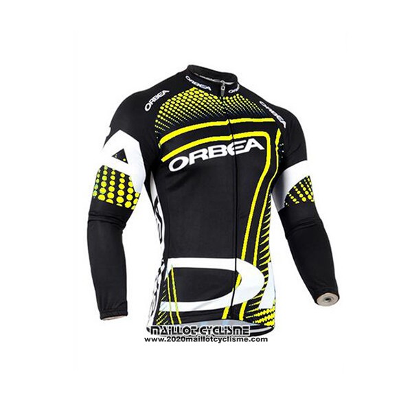 2017 Maillot Ciclismo Orbea Jaune et Noir Manches Longues et Cuissard