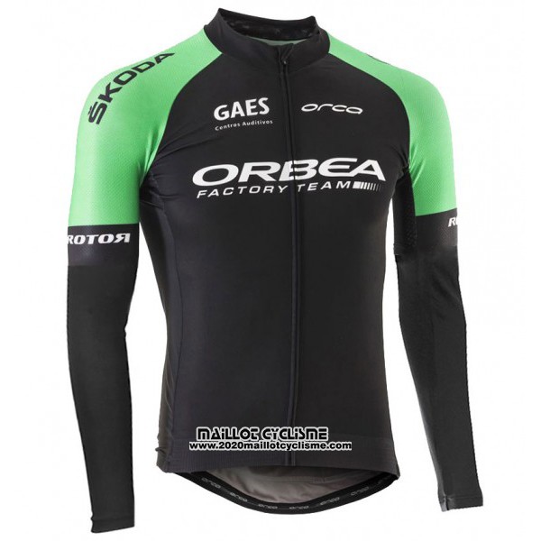 2017 Maillot Ciclismo Orbea Noir et Vert Manches Longues et Cuissard