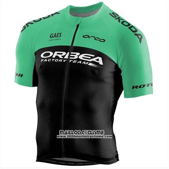 2018 Maillot Ciclismo Orbea Factory Noir Vert Manches Courtes et Cuissard