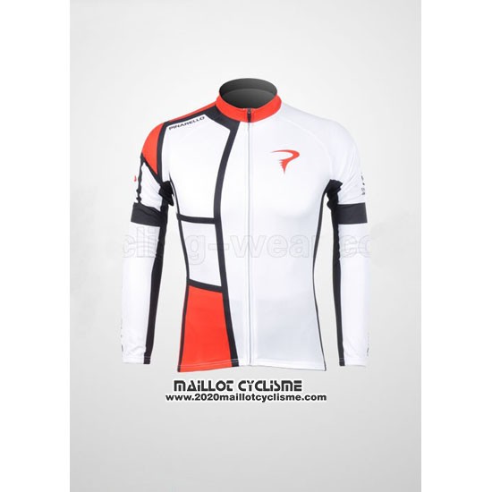 2012 Maillot Ciclismo Pinarello Rouge et Blanc Manches Longues et Cuissard