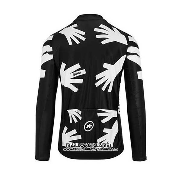 2020 Maillot Ciclismo Qhubeka Noir Blanc Manches Longues et Cuissard