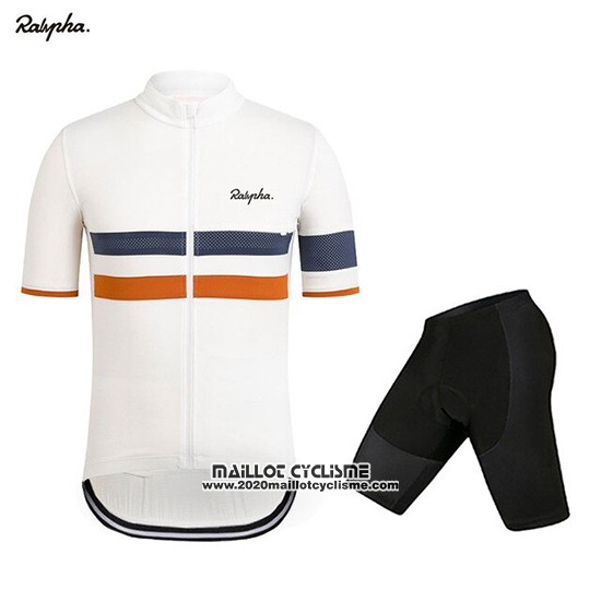 2019 Maillot Ciclismo Rapha Blanc Orange Manches Courtes et Cuissard