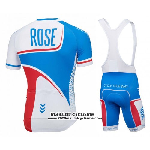 2016 Maillot Ciclismo Rose Blanc et Bleu Manches Courtes et Cuissard