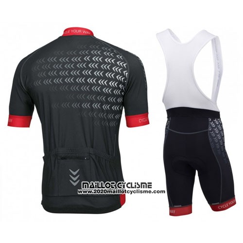 2016 Maillot Ciclismo Rose Noir et Rouge Manches Courtes et Cuissard