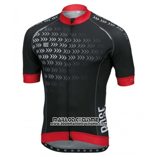 2016 Maillot Ciclismo Rose Noir et Rouge Manches Courtes et Cuissard