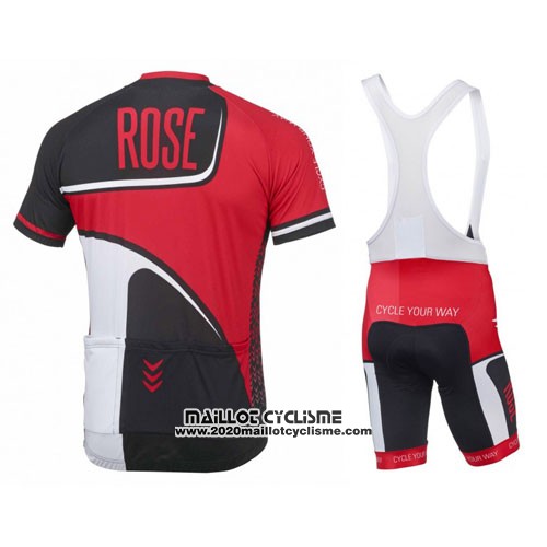 2016 Maillot Ciclismo Rose Rouge et Noir Manches Courtes et Cuissard
