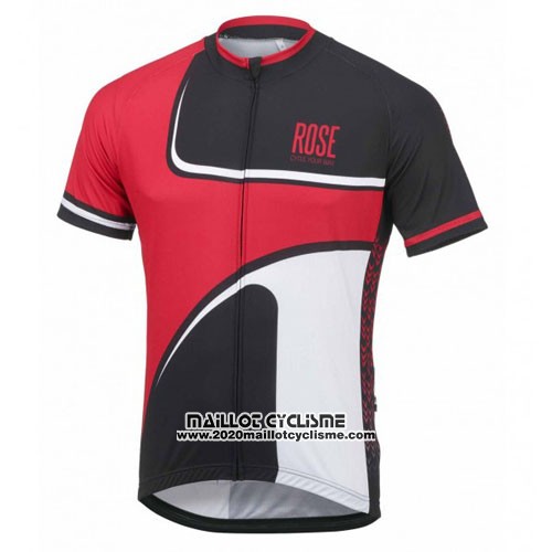 2016 Maillot Ciclismo Rose Rouge et Noir Manches Courtes et Cuissard