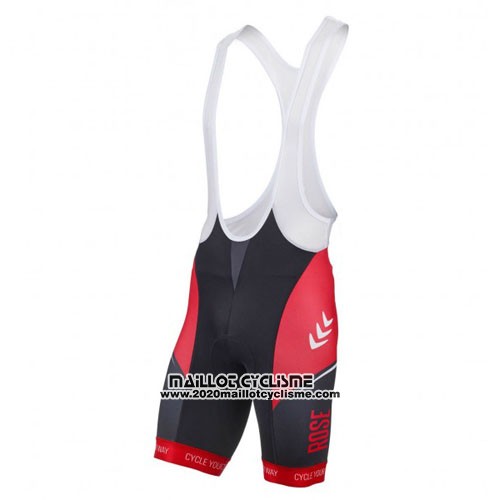 2016 Maillot Ciclismo Rose Rouge et Noir Manches Courtes et Cuissard