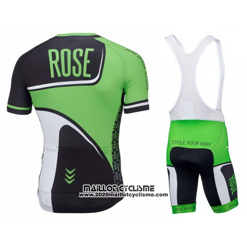 2016 Maillot Ciclismo Rose Vert et Noir Manches Courtes et Cuissard