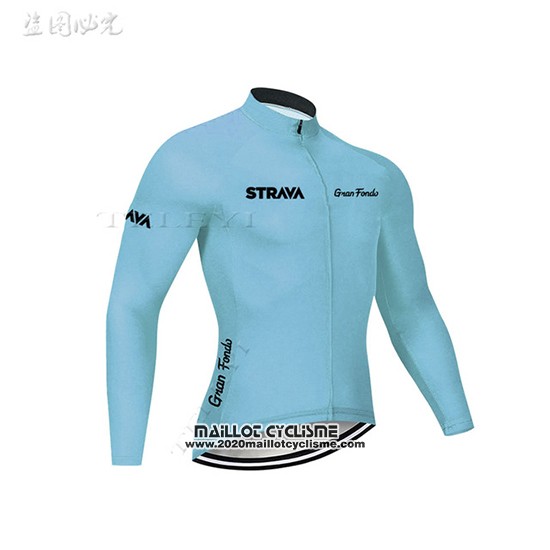 2019 Maillot Ciclismo STRAVA Azur Manches Longues et Cuissard