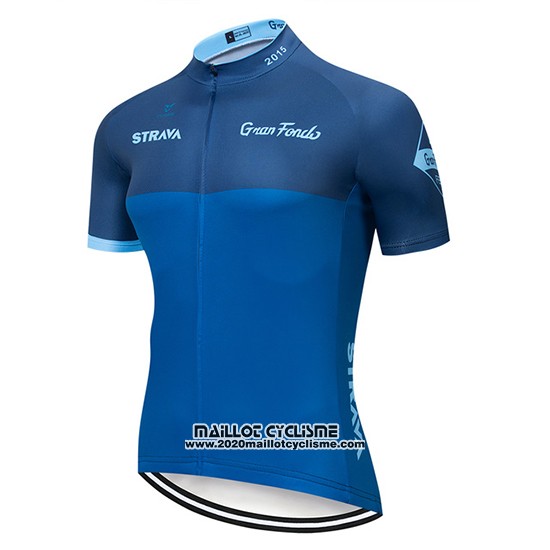 2019 Maillot Ciclismo STRAVA Bleu Manches Courtes et Cuissard