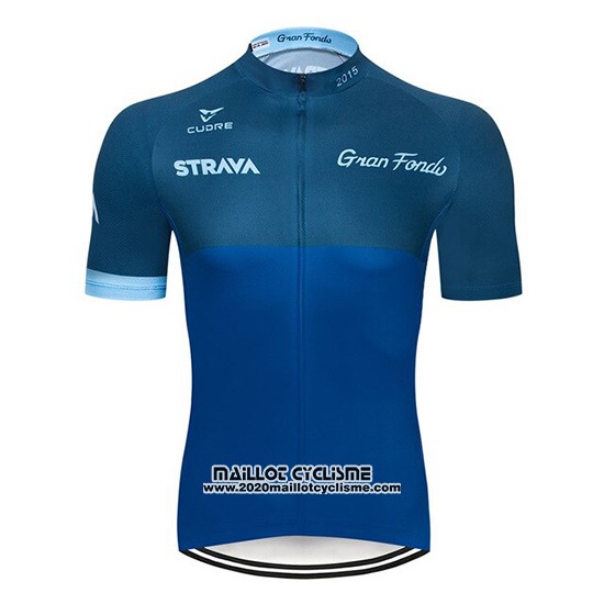 2019 Maillot Ciclismo STRAVA Fonce Bleu Manches Courtes et Cuissard