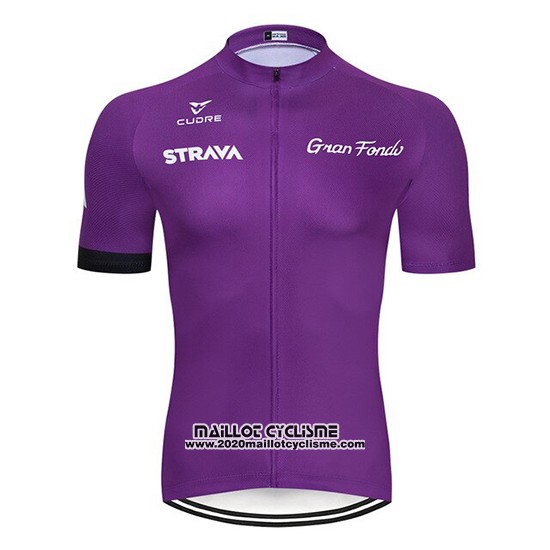 2019 Maillot Ciclismo STRAVA Fonce Violet Manches Courtes et Cuissard