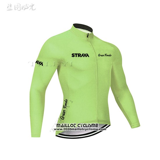 2019 Maillot Ciclismo STRAVA Lumiere Vert Manches Longues et Cuissard