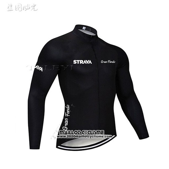 2019 Maillot Ciclismo STRAVA Noir Manches Longues et Cuissard
