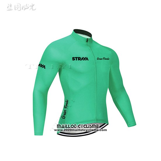 2019 Maillot Ciclismo STRAVA Vert Manches Longues et Cuissard