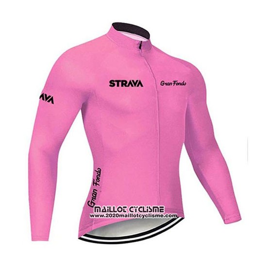 2020 Maillot Ciclismo STRAVA Rose Manches Longues et Cuissard