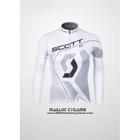 2012 Maillot Ciclismo Scott Blanc et Gris Manches Longues et Cuissard
