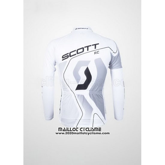 2012 Maillot Ciclismo Scott Blanc et Gris Manches Longues et Cuissard
