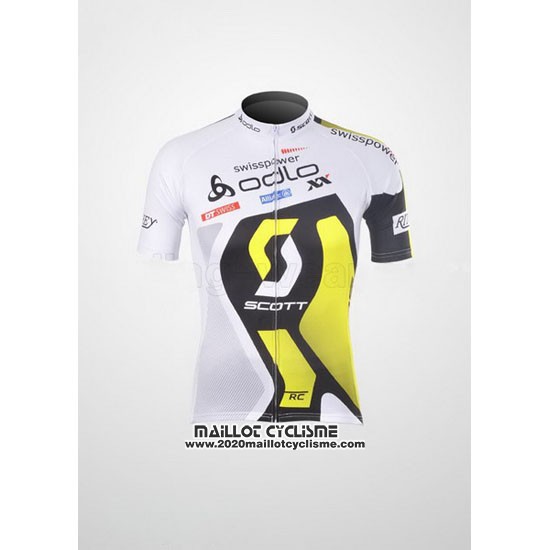 2012 Maillot Ciclismo Scott Blanc et Jaune Manches Courtes et Cuissard